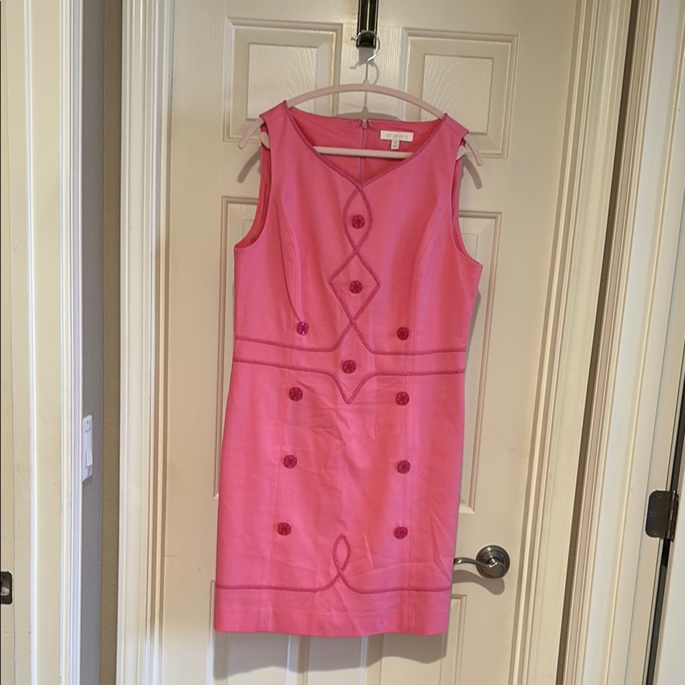 Etcetera Pink Asymmetrical Sheath Dress Crew Neck Sleeveless